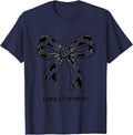 I Like Cow Print Cute Coquette Bow Cow Pattern Cow Lover T-Shirt - Navy Blue