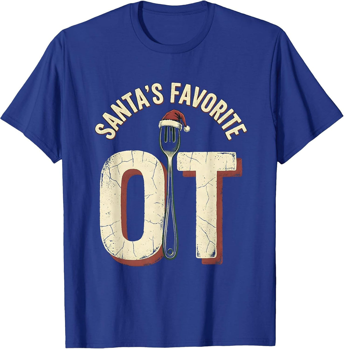 Men's Santa's Favorite OT Distressed Occupational Therapy T-Shirt - Royal Blue