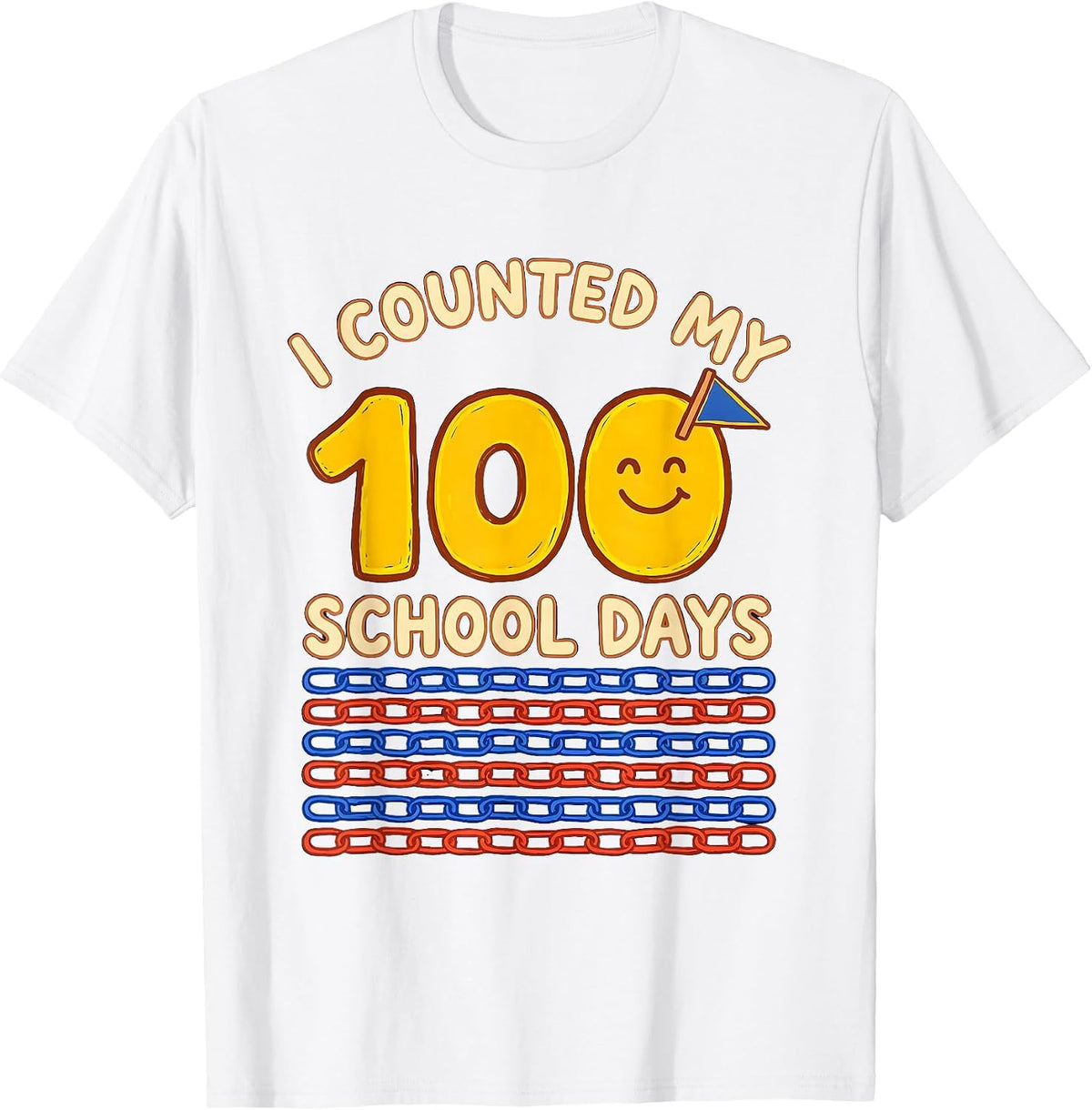 Men's I Counted My 100 School Days Playful Kids Math Day T-Shirt - White
