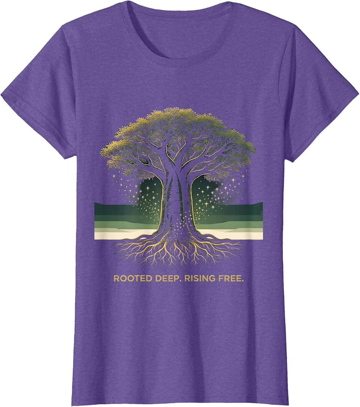 Rooted Deep Rising Free Baobab Tree Juneteenth Design T-Shirt - Purple Heather