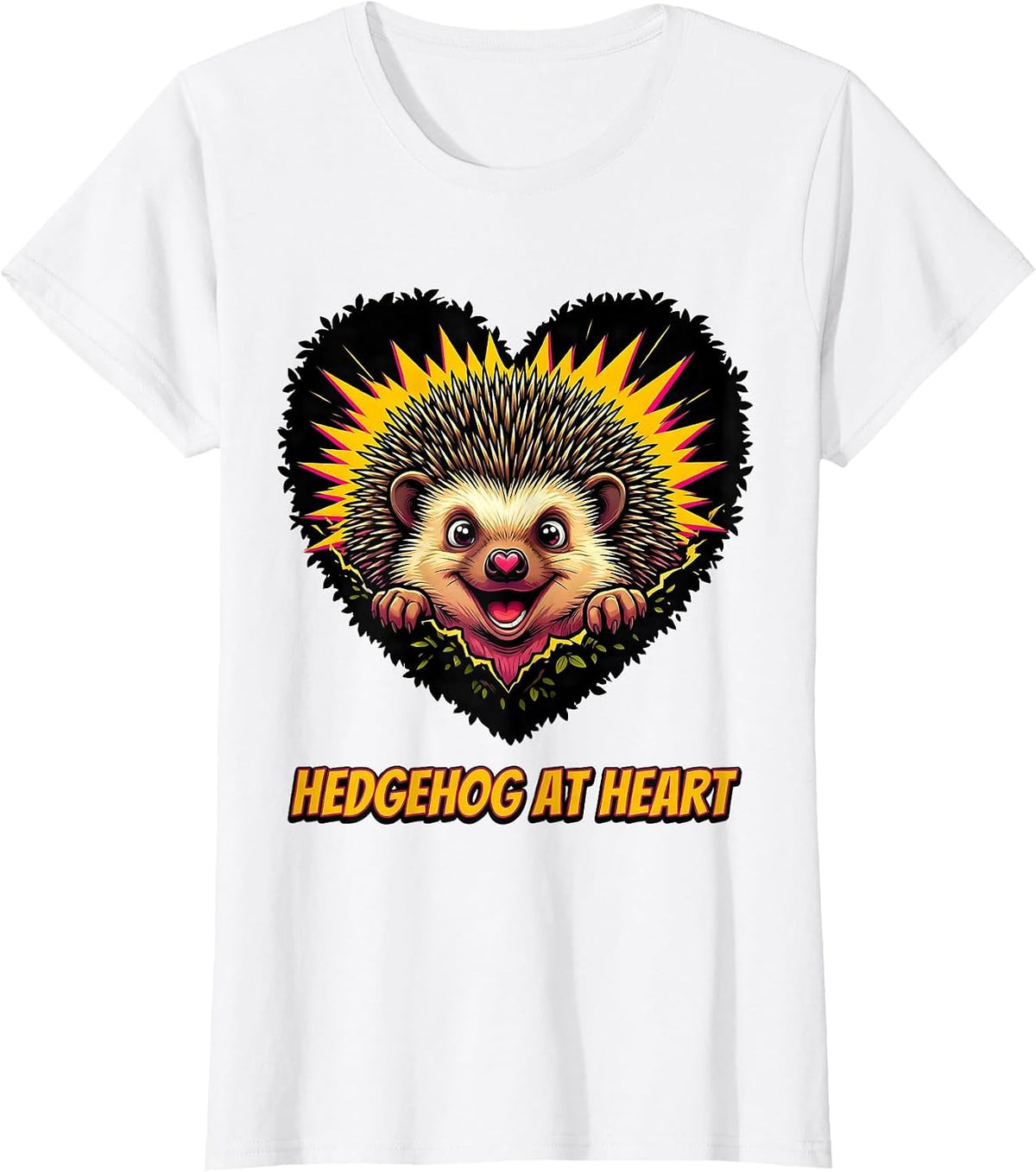 Hedgehog At Heart Cute Hedgehog Lover Pop Art Novelty T-Shirt - White
