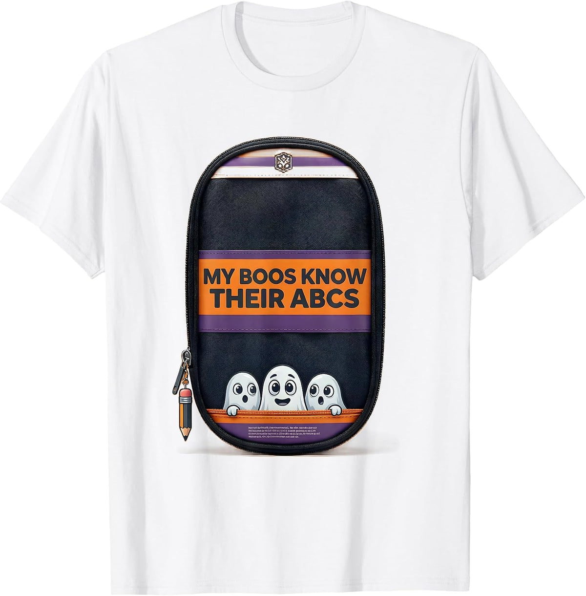 Men's My Boos Know Their ABCs Funny Teacher Ghost Halloween T-Shirt - White
