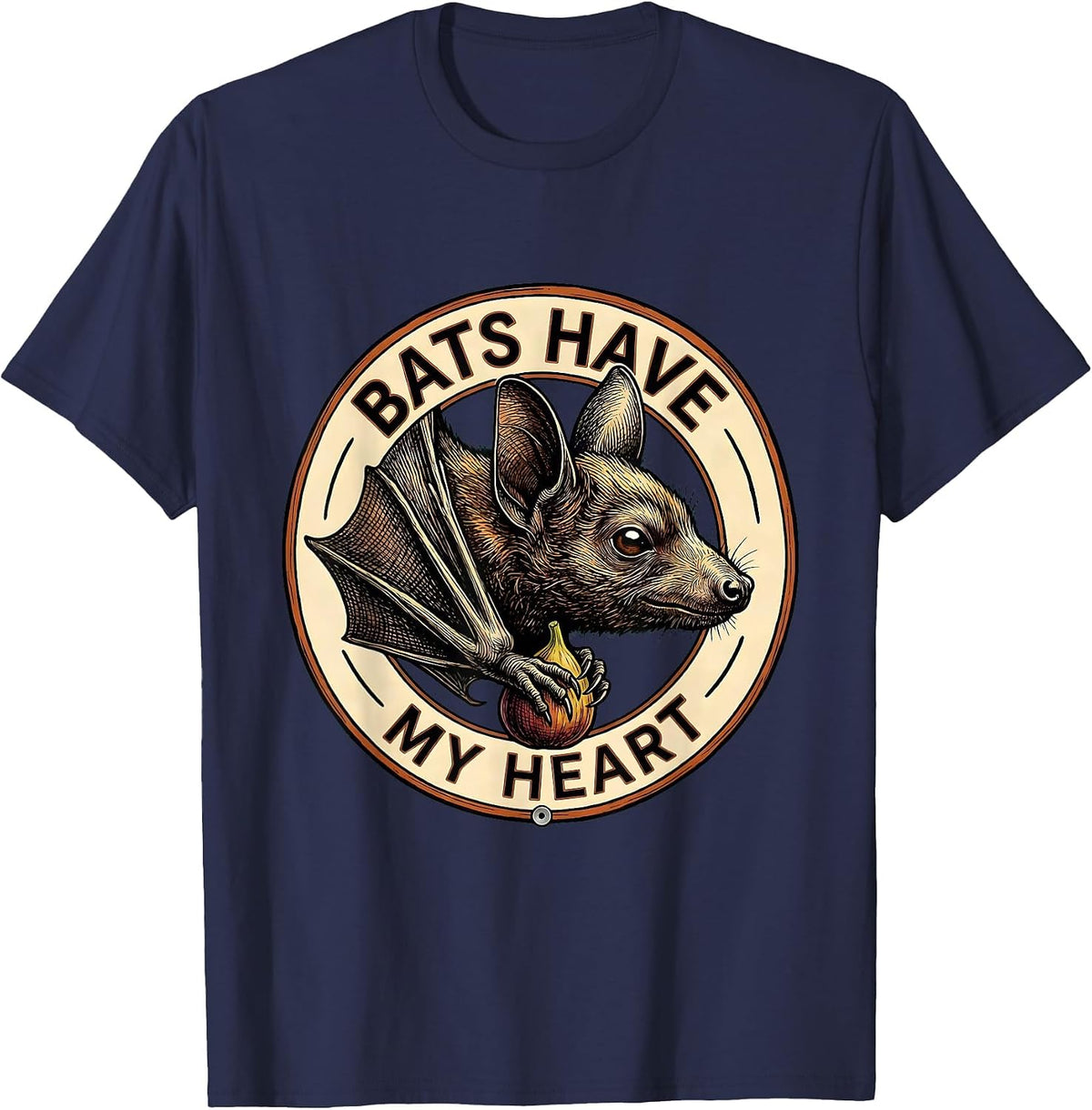 Men's Bats Have My Heart Vintage Bat Lover Halloween Nature T-Shirt - Navy Blue