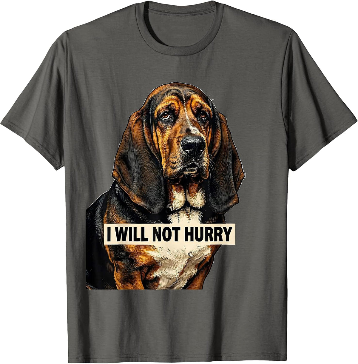 Men's I Will Not Hurry Funny Basset Hound Dog Lover Dad Gift T-Shirt - Asphalt Grey