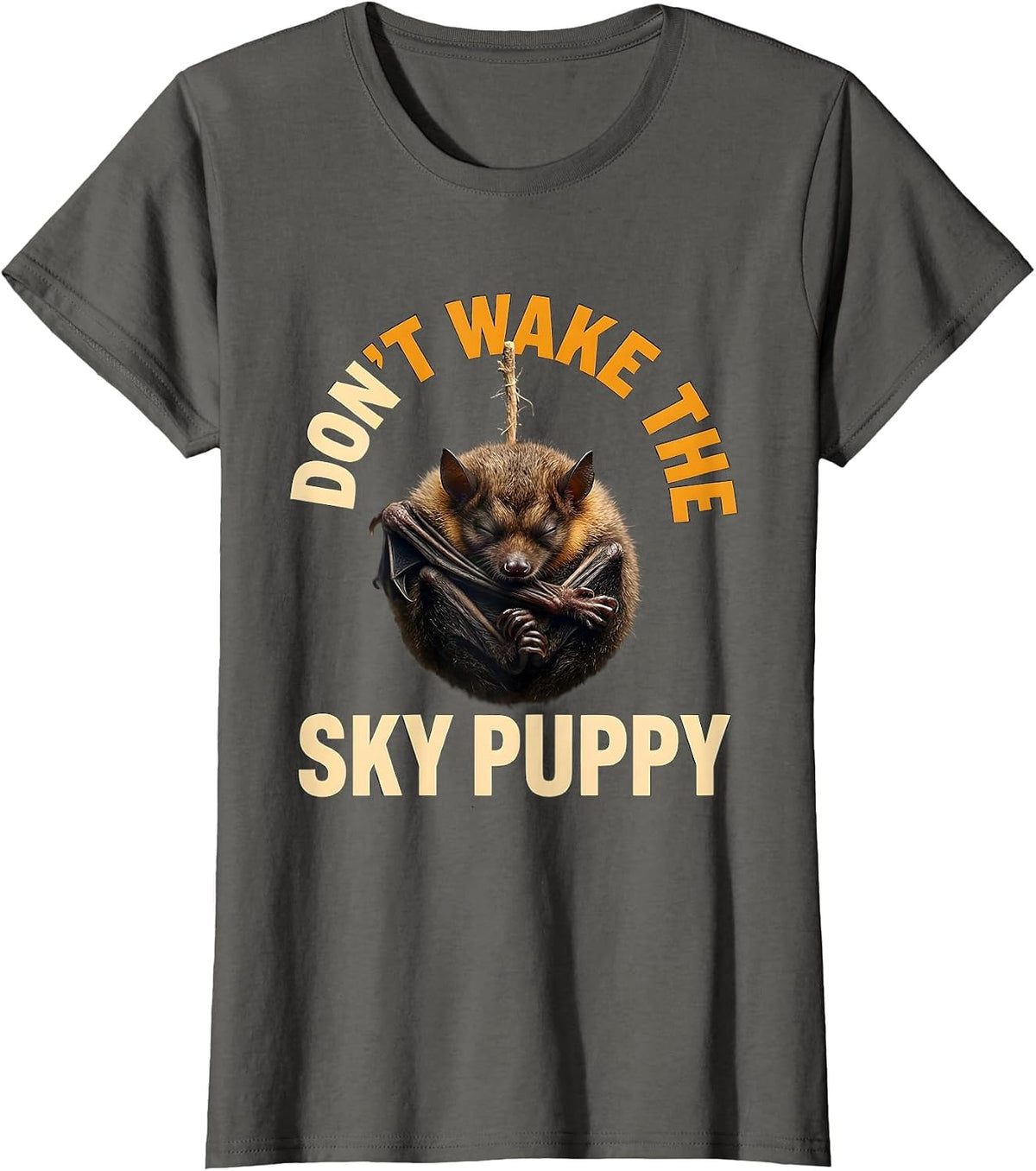 Women's Don't Wake The Sky Puppy Funny Bat Lover Gift For Bat T-Shirt - Asphalt Grey