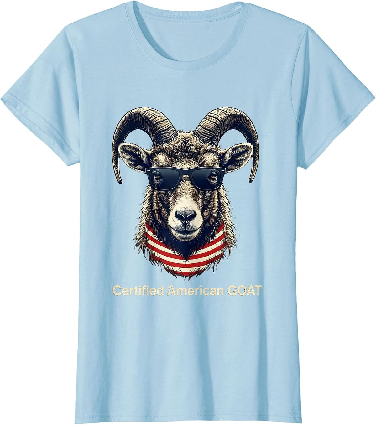 Certified American GOAT Patriotic Funny Goat Sunglasses T-Shirt - Baby Blue