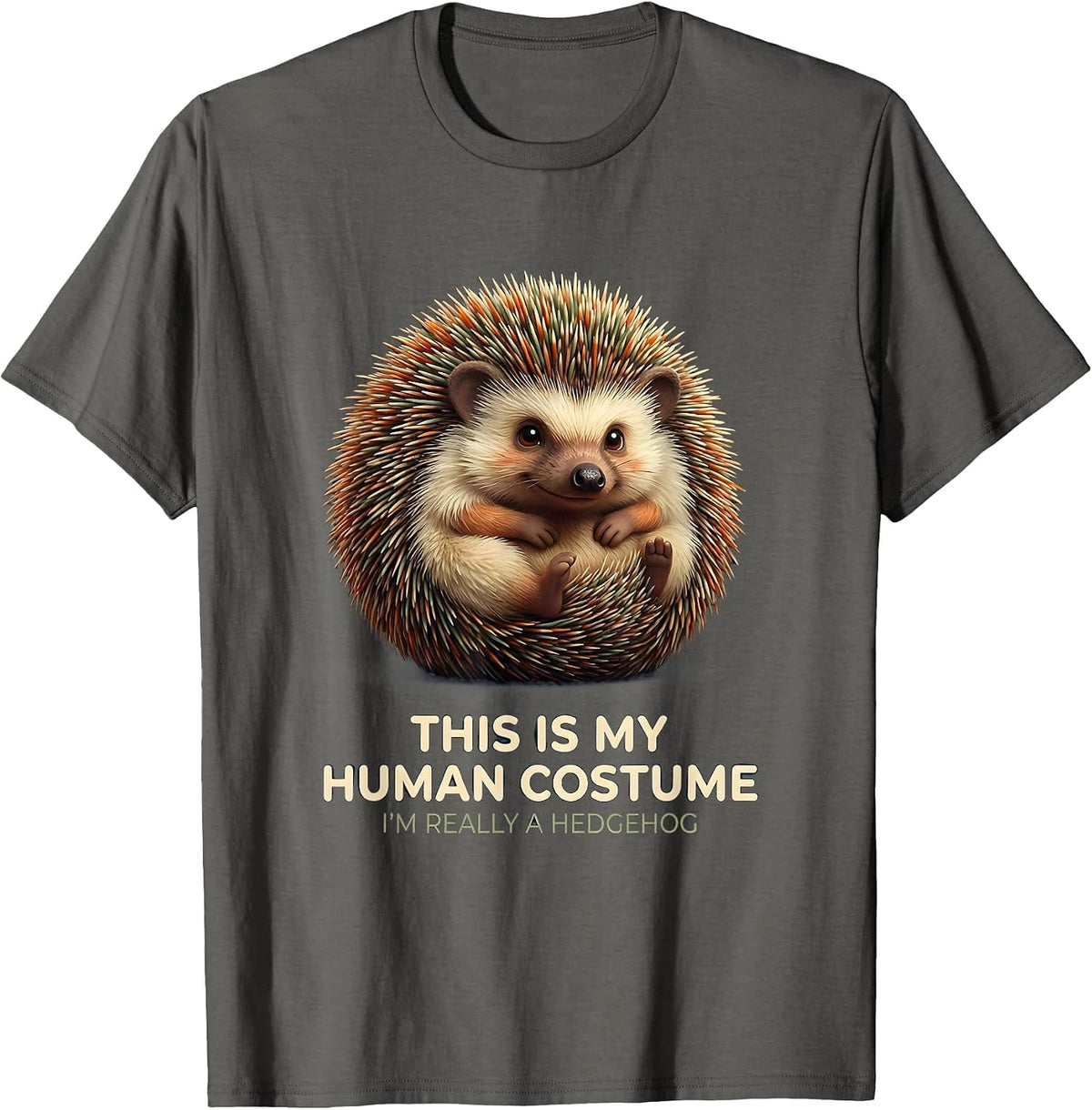Men's This Is My Human Costume I'm Really A Hedgehog Funny T-Shirt - Asphalt Grey