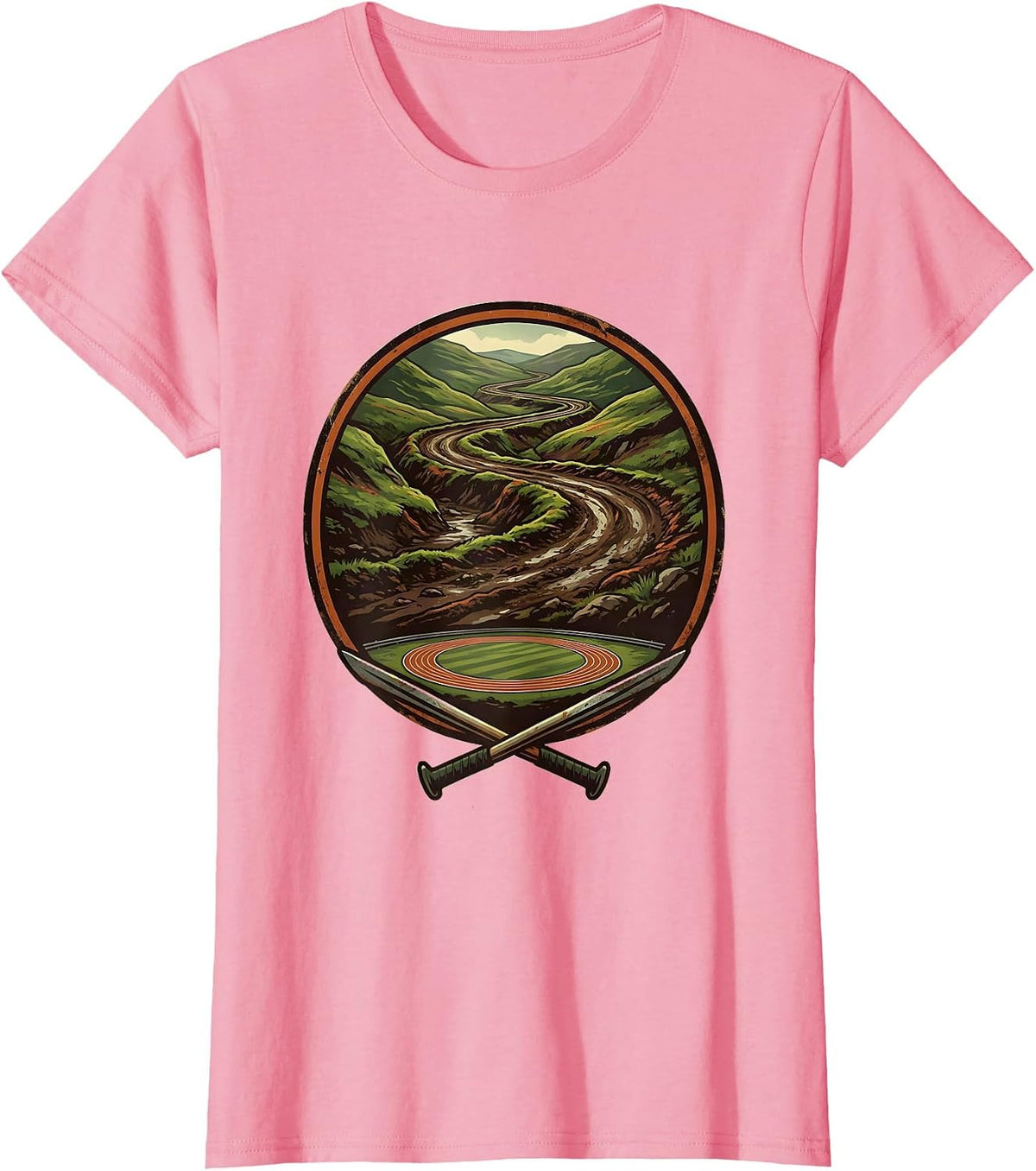 Women's Sealed Cross Country Loop Vintage Runner Team Gift T-Shirt - Pink