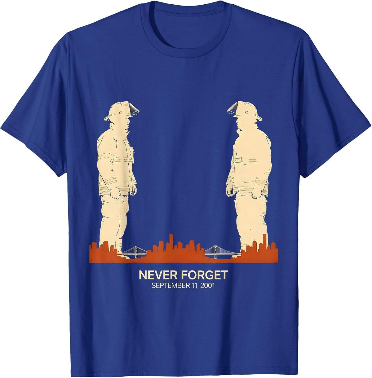 Men's Never Forget September 11 2001 Memorial Tribute Patriotic T-Shirt - Royal Blue