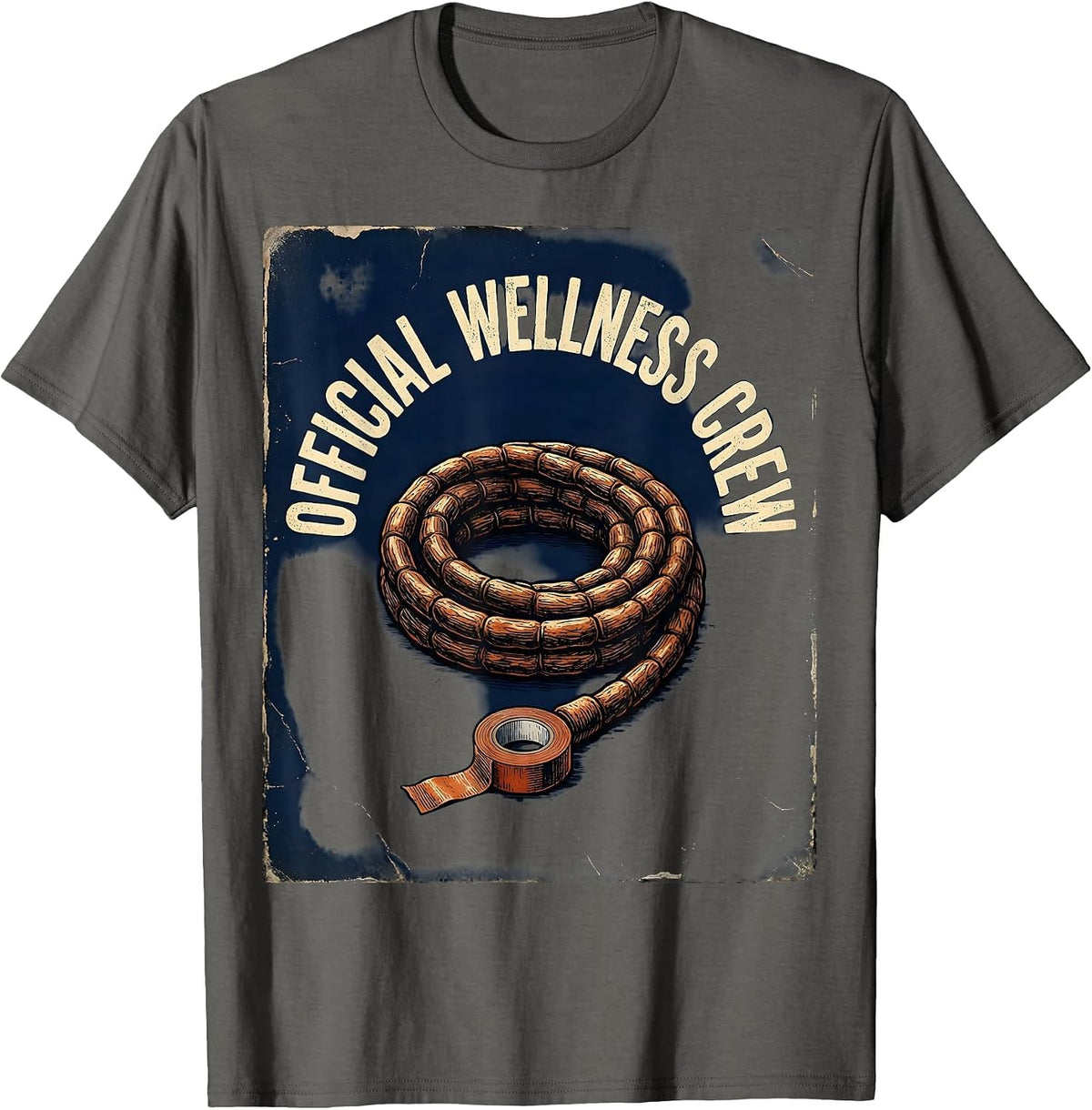 Men's Official Wellness Crew Distressed Health Trainer Coach Staff T-Shirt - Asphalt Grey