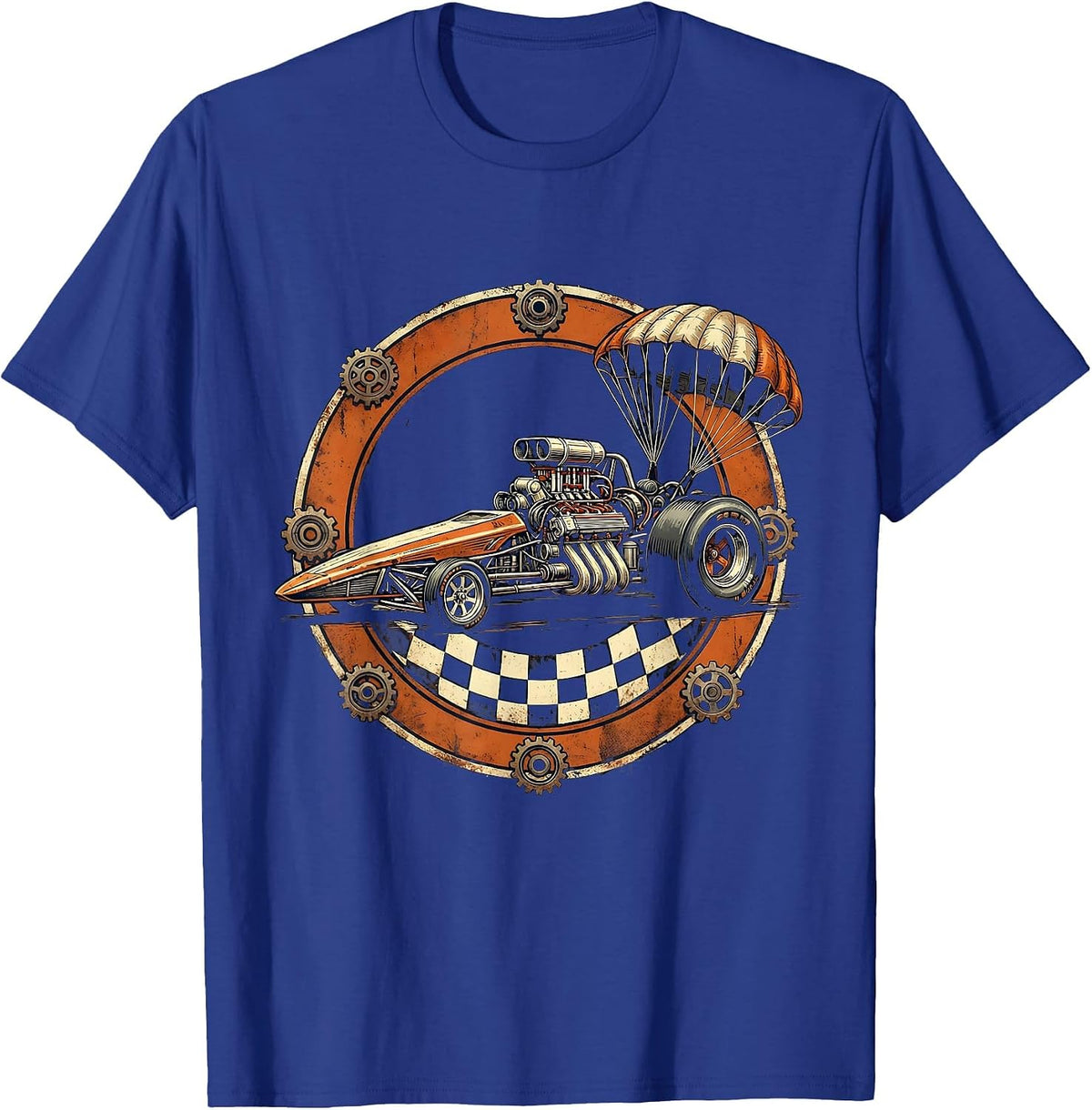Dragster at the Starting Line Graphic Tee T-Shirt - Royal Blue