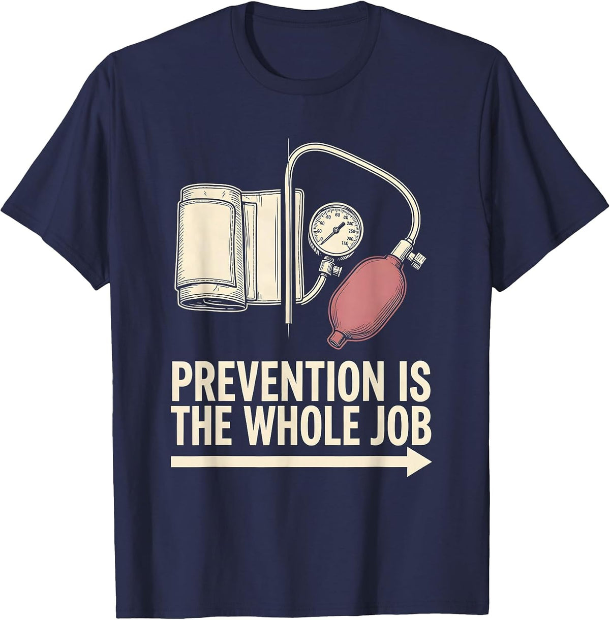 Prevention Is The Whole Job Vintage Wellness Squad Health T-Shirt - Navy Blue
