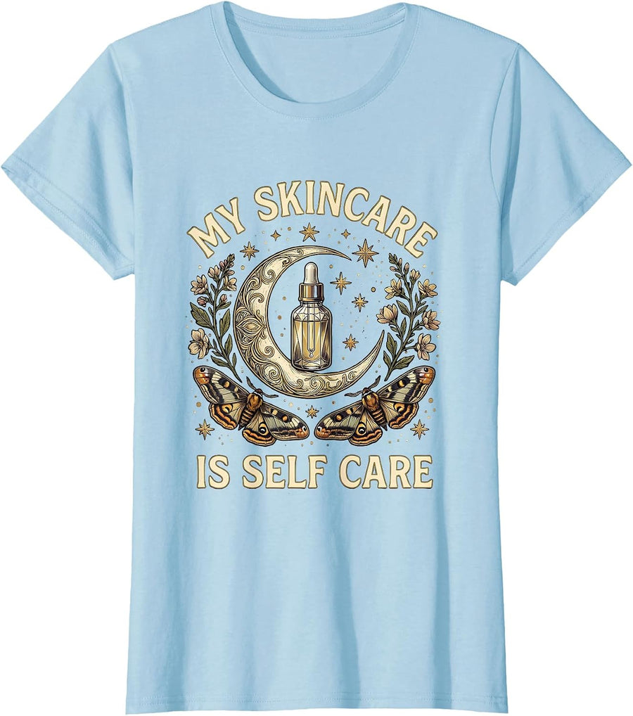Women's My Skincare Is Self Care K-Beauty Lifestyle Design T-Shirt - Baby Blue