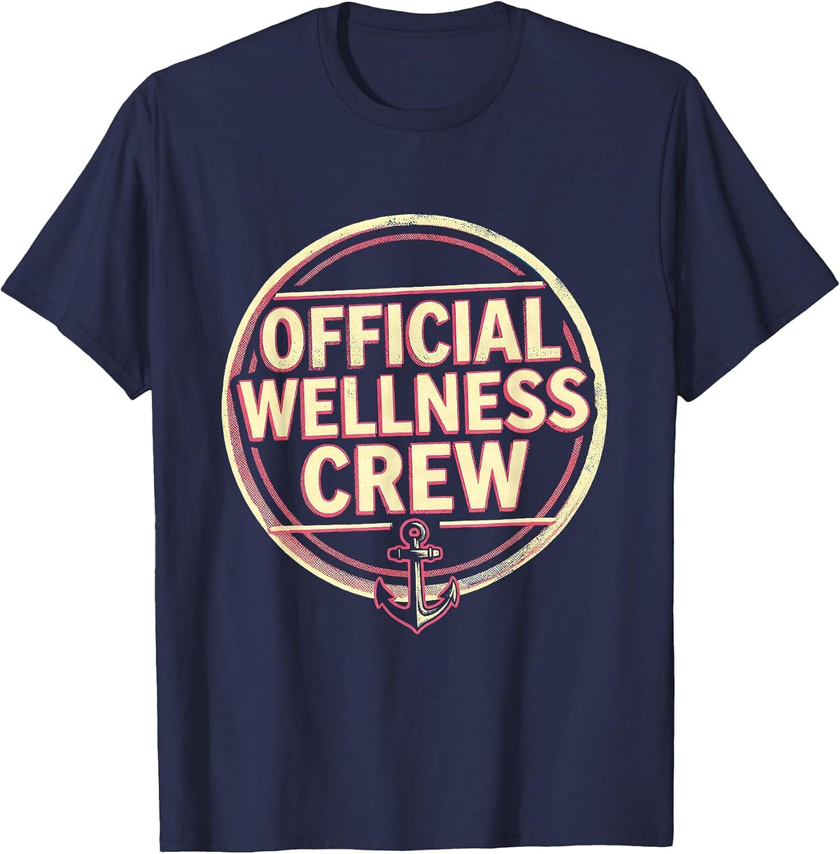 Men's Official Wellness Crew Risograph Health Trainer Coach Staff T-Shirt - Navy Blue
