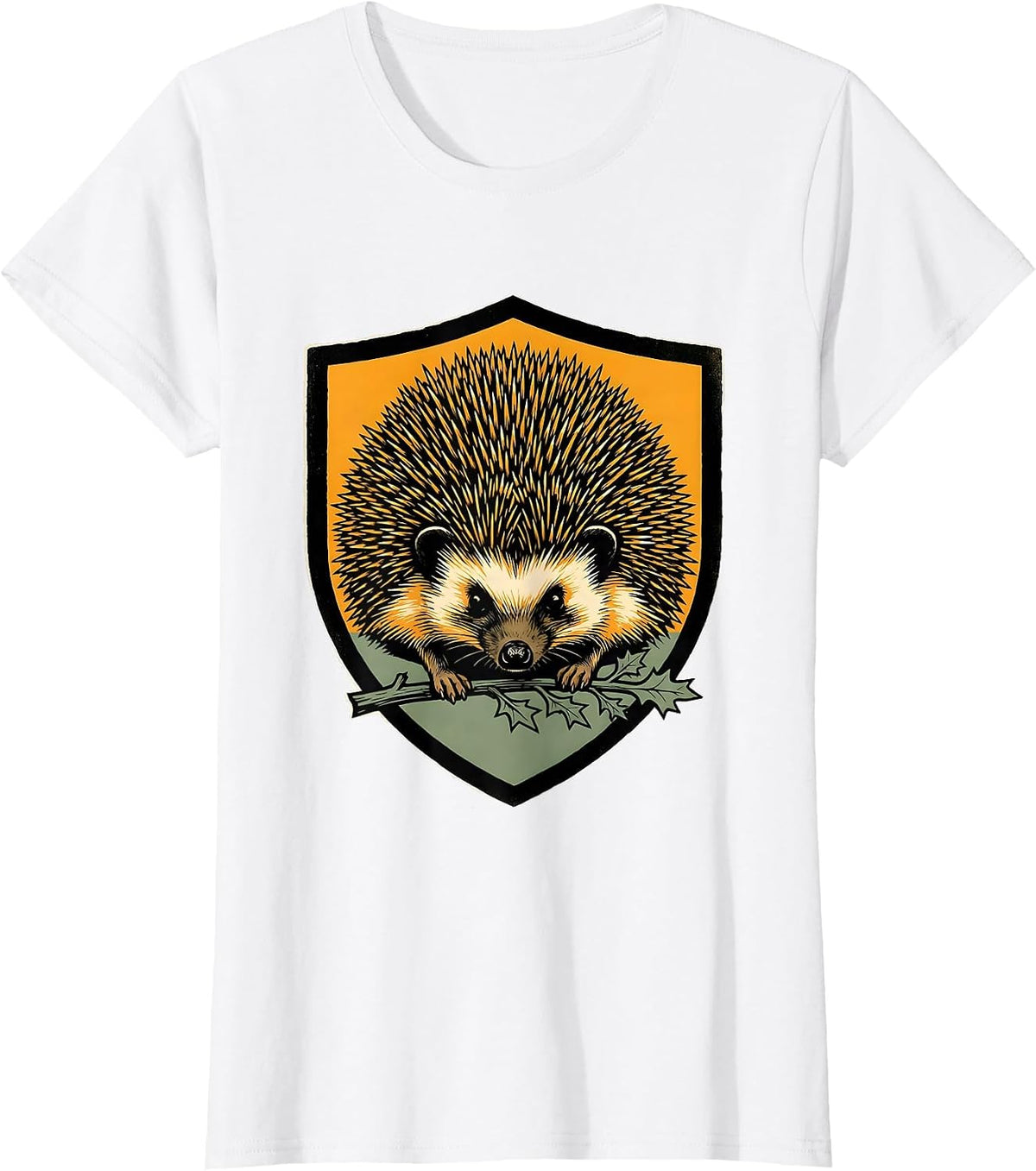 Hedgehog Shield Badge Cute Animal Lover Gift T-Shirt - White