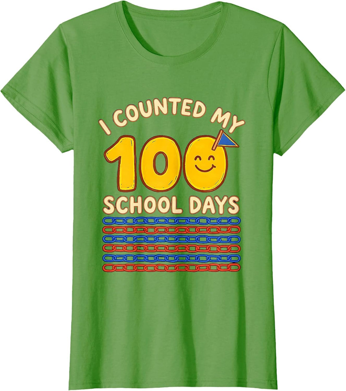 Women's I Counted My 100 School Days Playful Kids Math Day T-Shirt - Grass Green