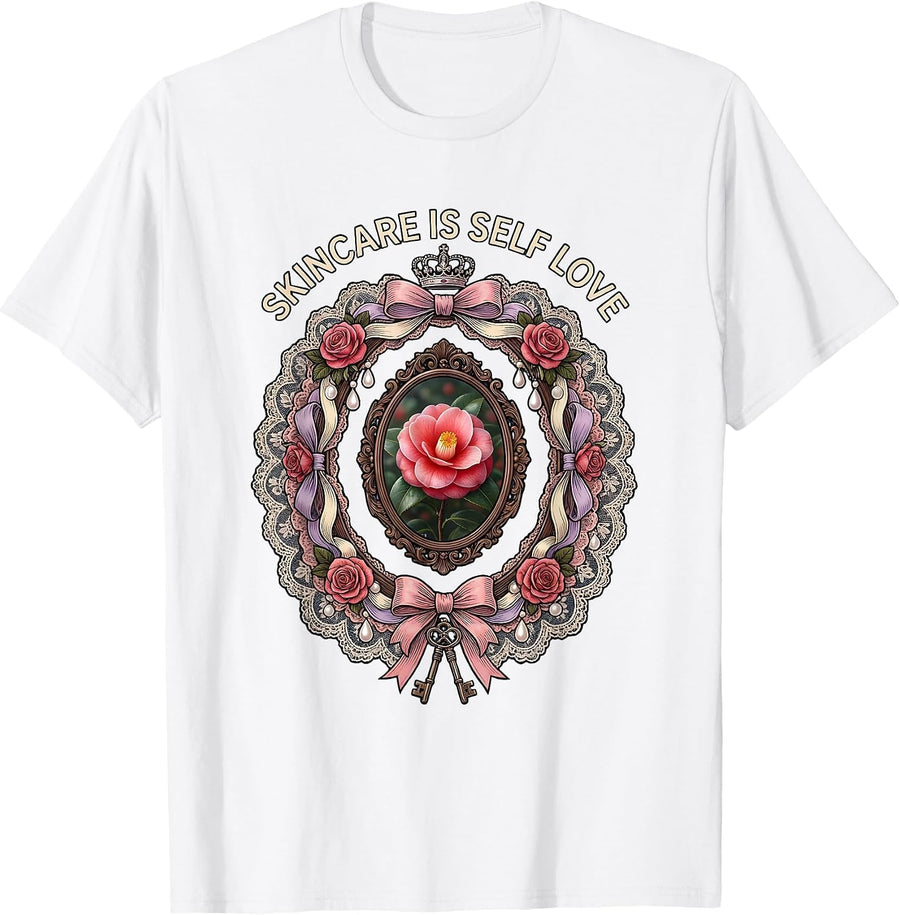 Men's Skincare Is Self Love K-Beauty Glass Skin Design T-Shirt - White