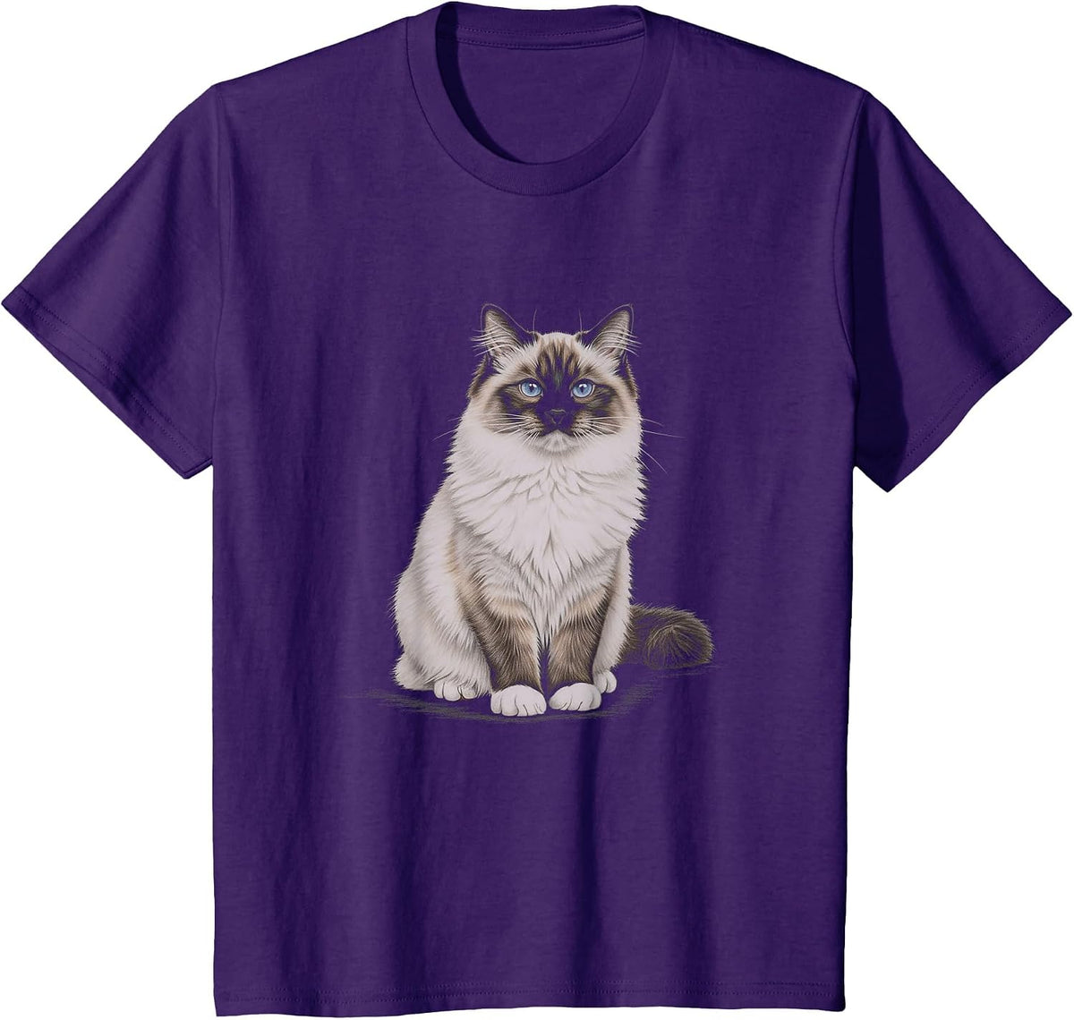 Ragdoll Cat Drawing Art Design T-Shirt - Purple
