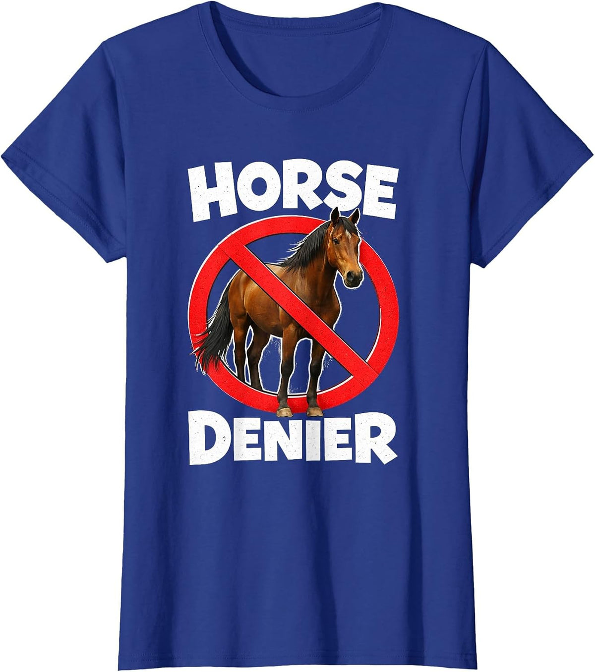 Horse Denier Conspiracy Theory Absurd Stupid Funny Gen Z T-Shirt - Royal Blue