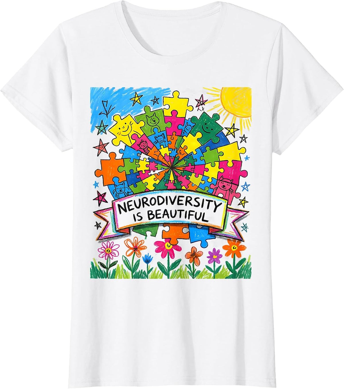 Neurodiversity Is Beautiful Autism Awareness Design T-Shirt - White