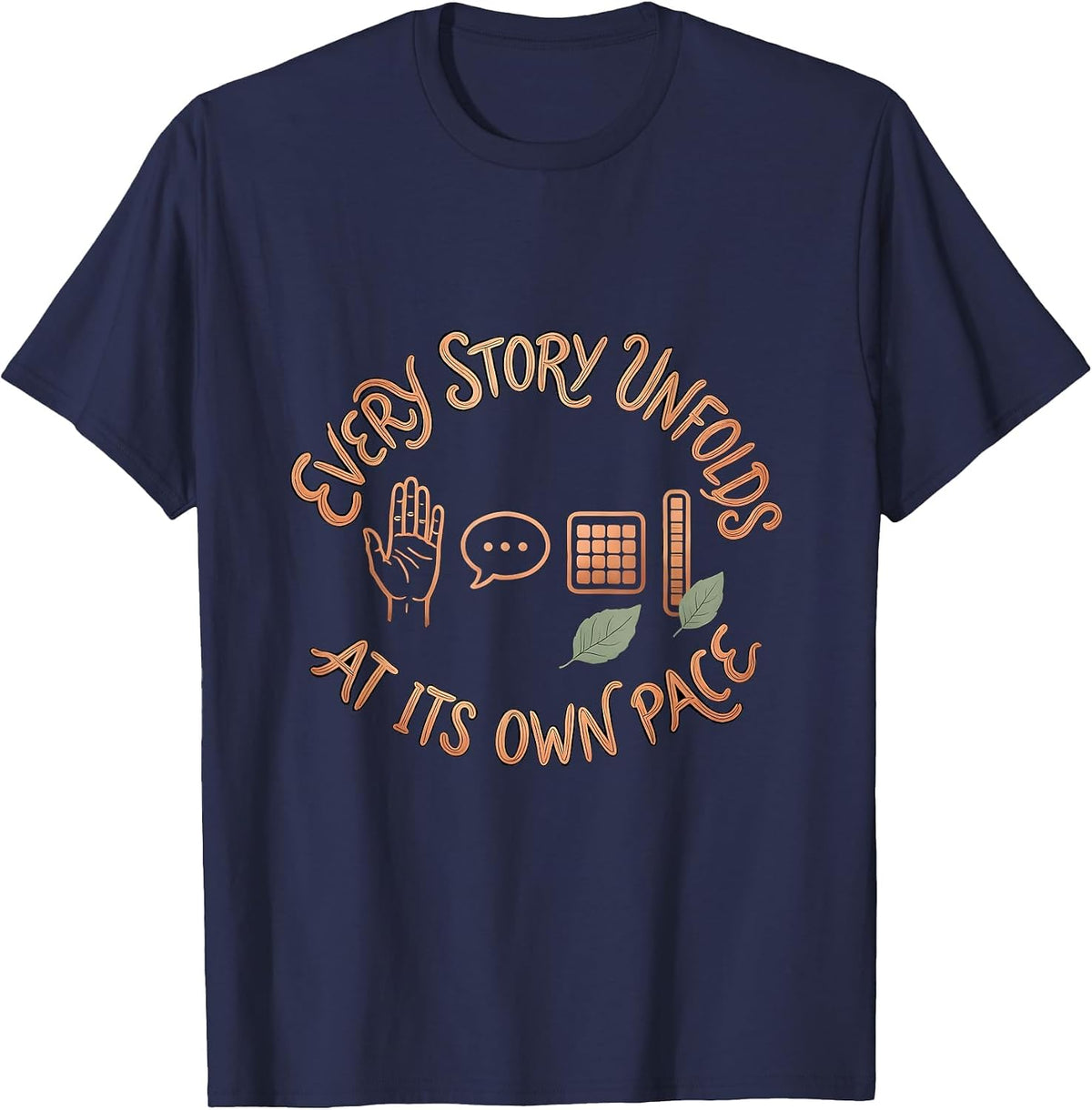 Men's Every Story Unfolds At Its Own Pace Boho Special Education T-Shirt - Navy Blue