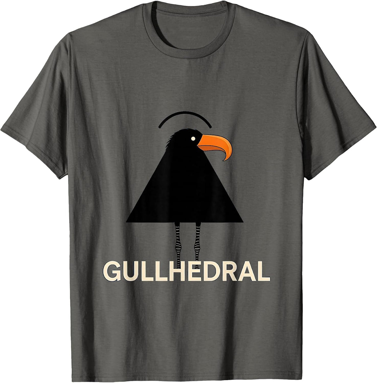 Gullhedral Minimalist Bird Pun Funny Math Teacher Humor T-Shirt - Asphalt Grey