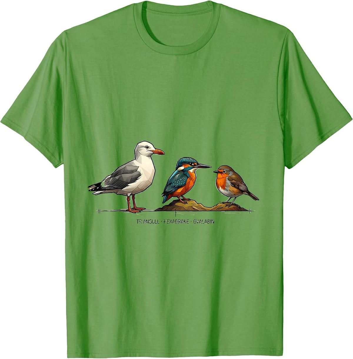 Men's Triangull Hexadrake Ovalabin Funny Bird Pun Math Teacher T-Shirt - Grass Green