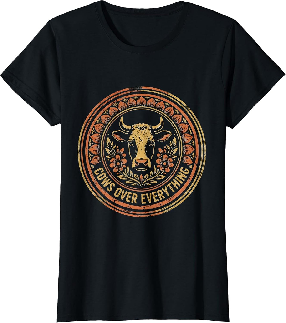 Cows Over Everything Cattle Lover Design T-Shirt - Black