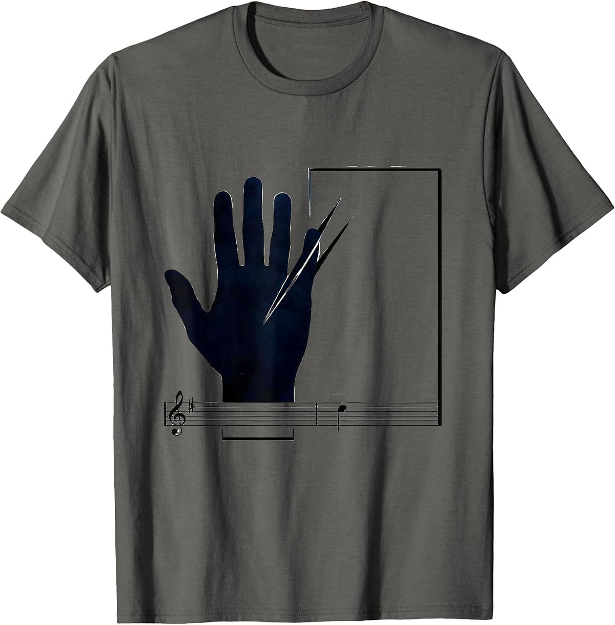 Men's Music Symbol Humor Editorial Conceptual Musician Gift T-Shirt - Asphalt Grey