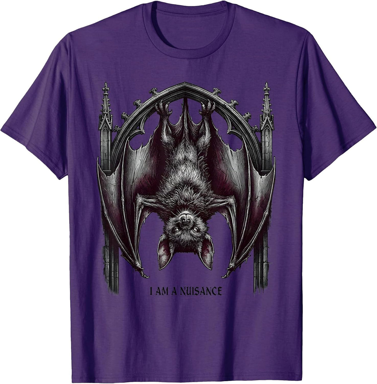 I Am A Nuisance Gothic Bat Lover Dark Humor Novelty T-Shirt - Purple