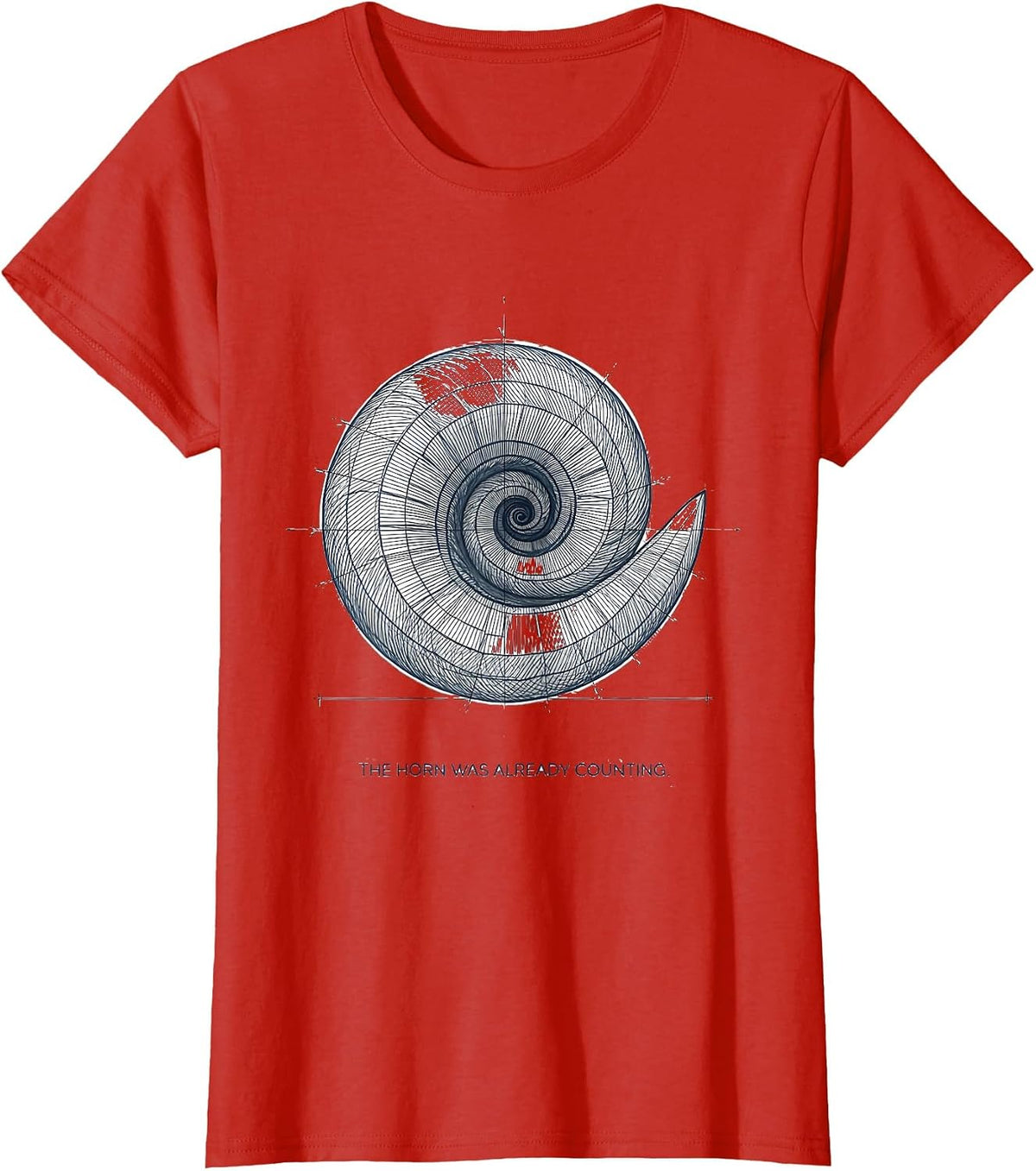 Women's The Horn Was Already Counting Sacred Geometry Math T-Shirt - Red