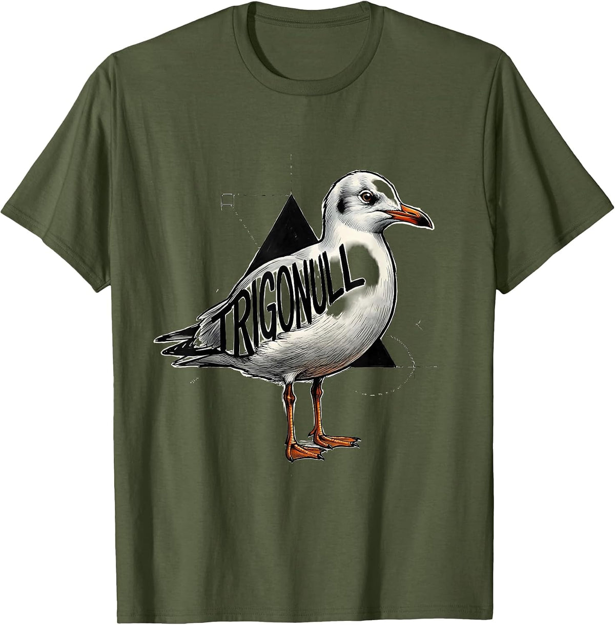 Men's Trigonull Triangle Seagull Bird Pun Funny Math Teacher T-Shirt - Olive Green