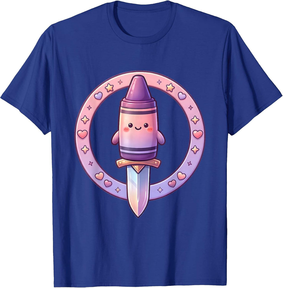 Men's Crayon Sword Sharpened Art Graphic Design T-Shirt - Royal Blue