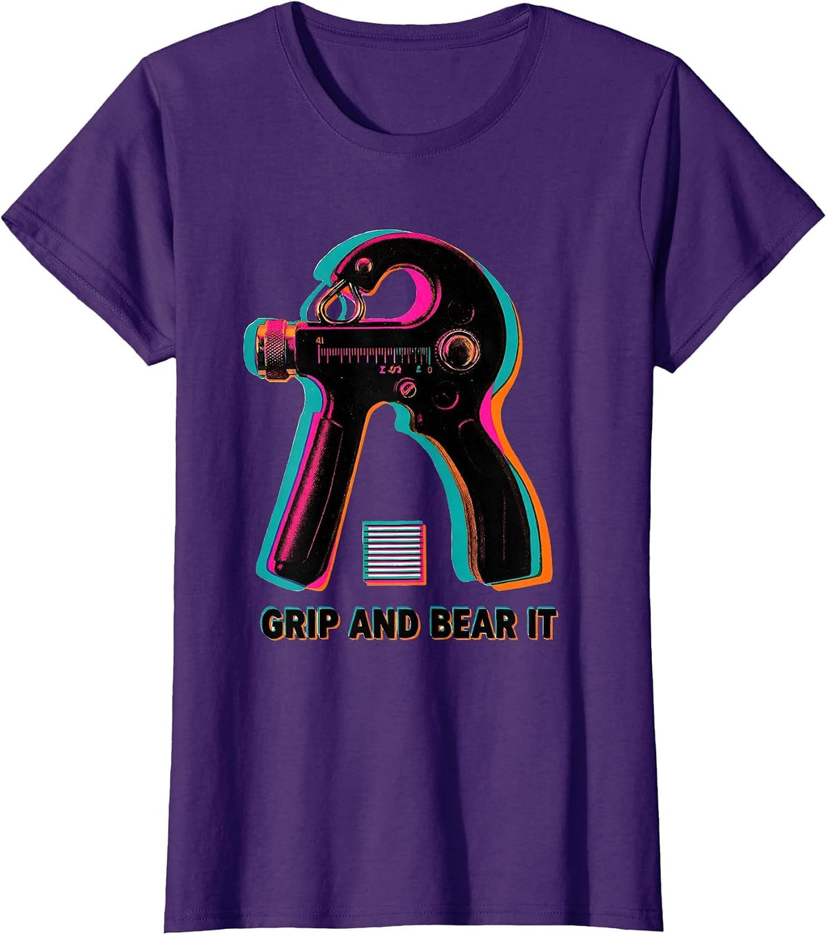 Women's Grip And Bear It Risograph PT OT Physical Therapist Humor T-Shirt - Purple