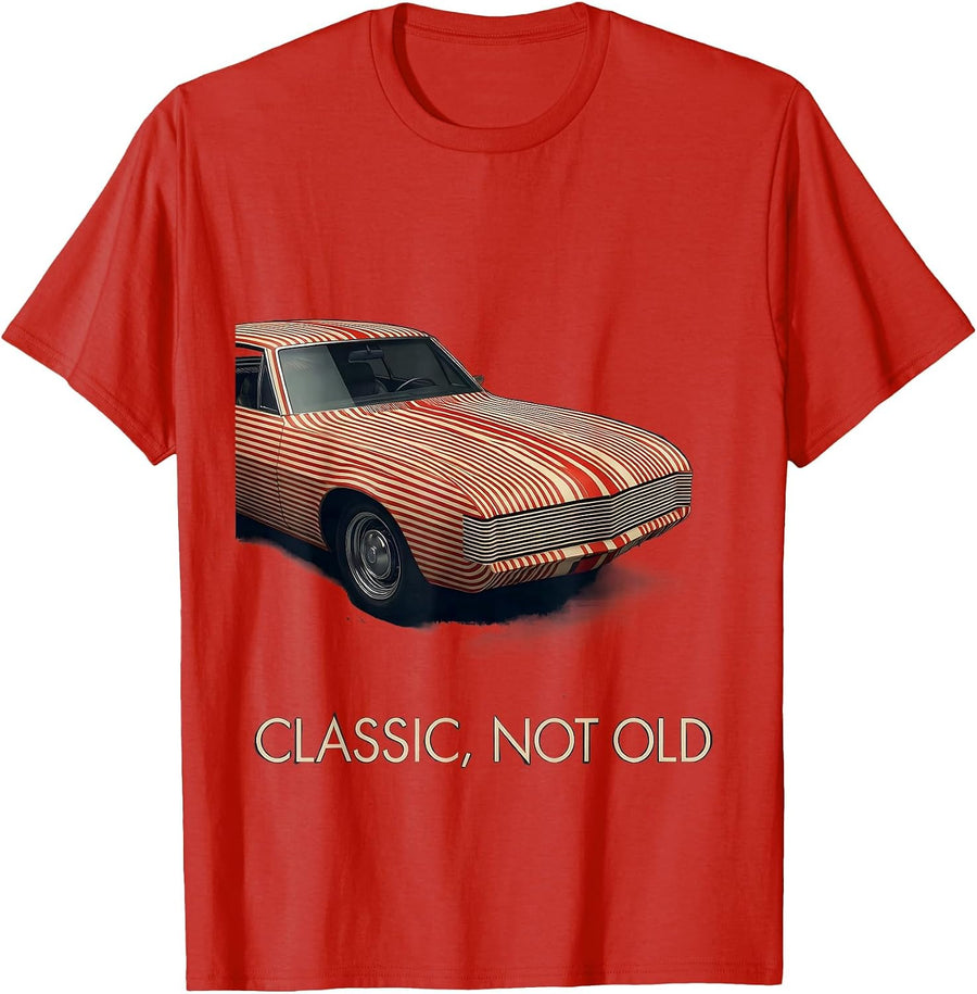 Men's Classic Not Old Vintage Drag Coupe Racing Enthusiast Car T-Shirt - Red