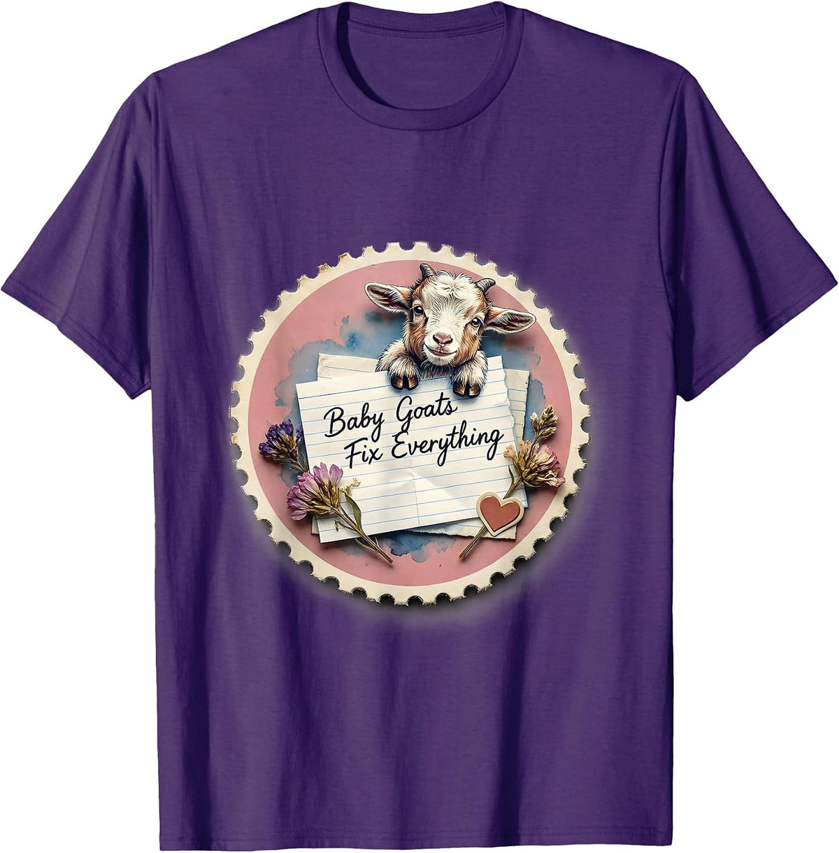 Baby Goats Fix Everything Cute Goat Design T-Shirt - Purple