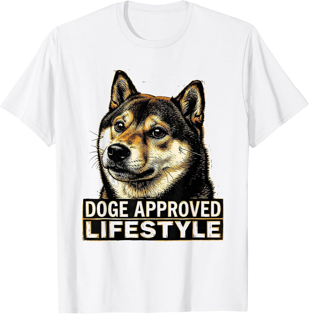 Men's Doge Approved Lifestyle Meme Design T-Shirt - White