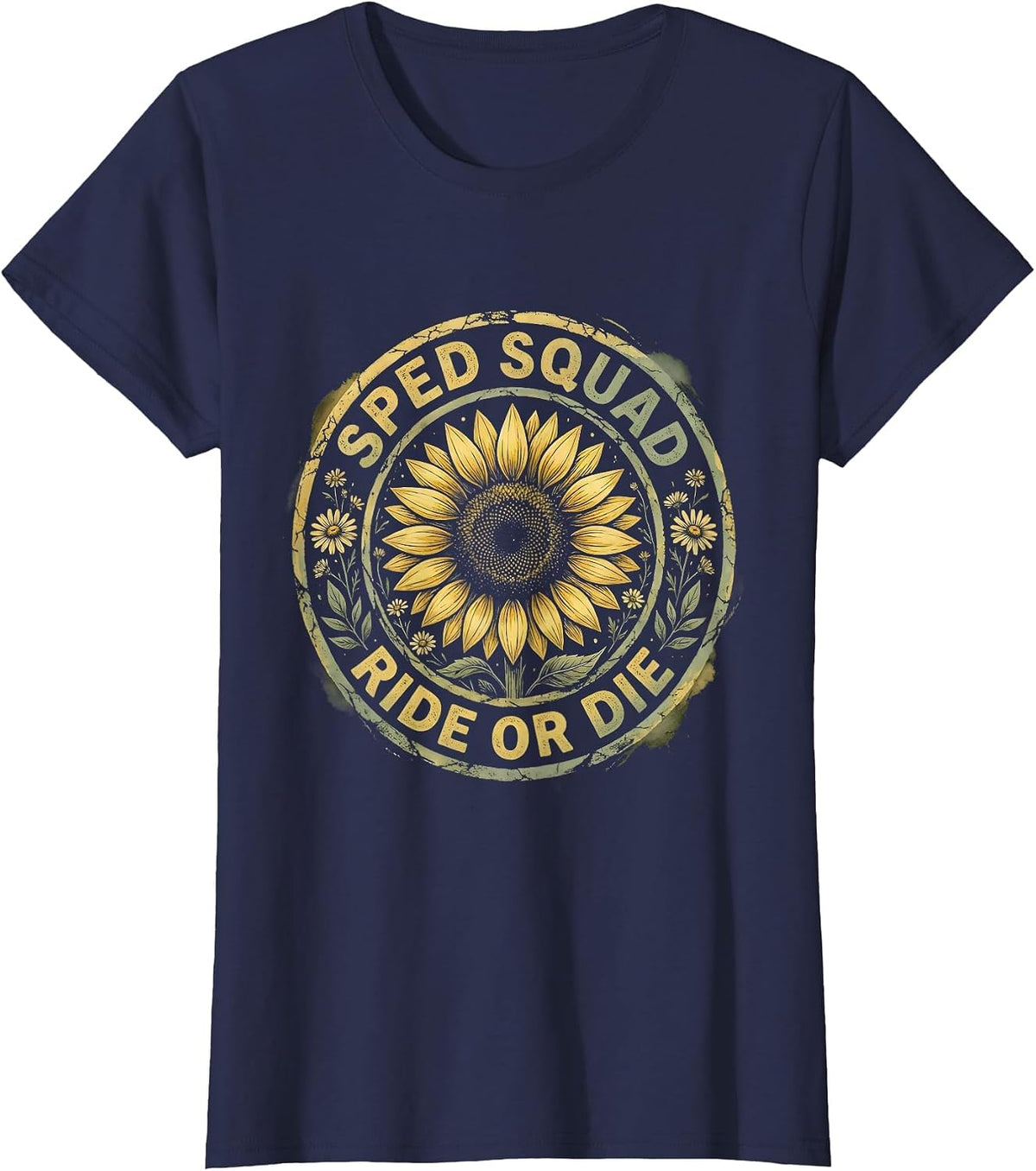 Women's Sped Squad Ride Or Die Special Ed Teacher T-Shirt - Navy Blue