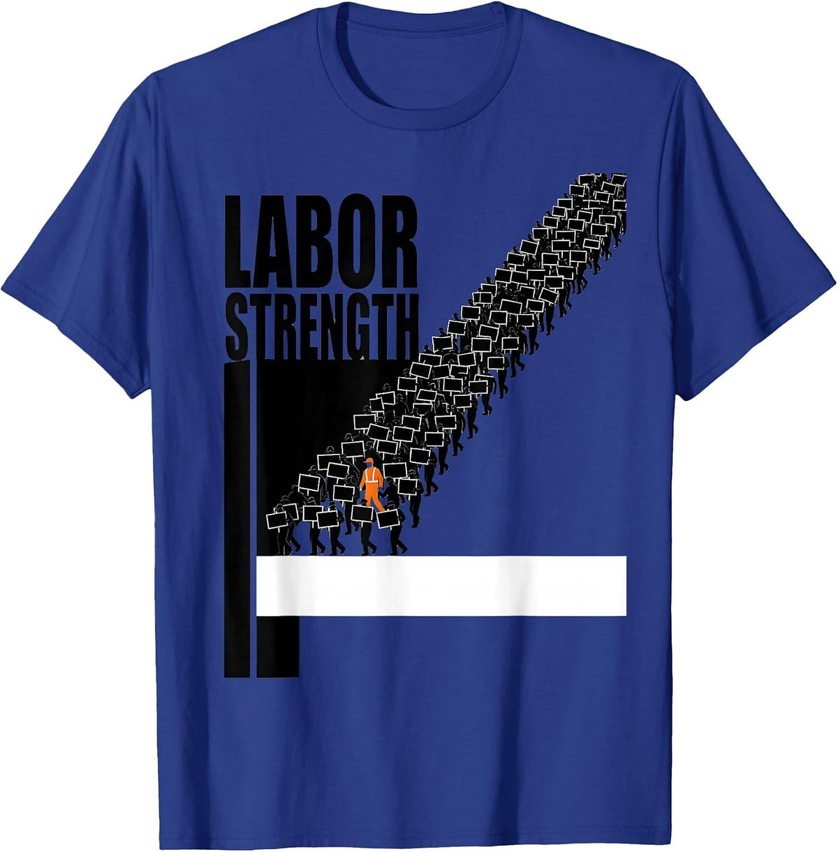 Labor Strength Brutalist Graphic Union Worker Solidarity T-Shirt - Royal Blue