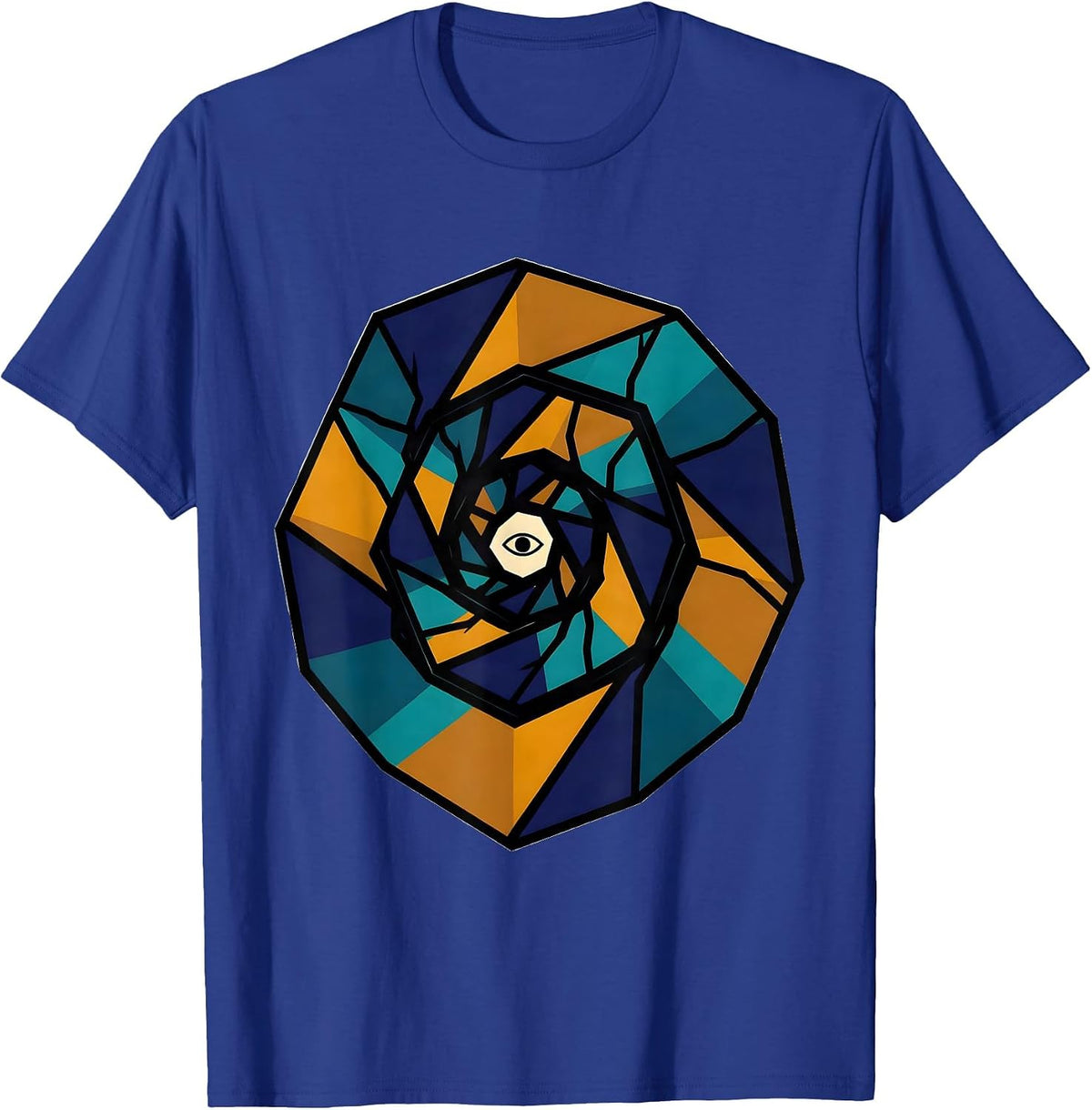 Spiral Ribbon Stained Glass Sacred Geometry Math Lover T-Shirt - Royal Blue