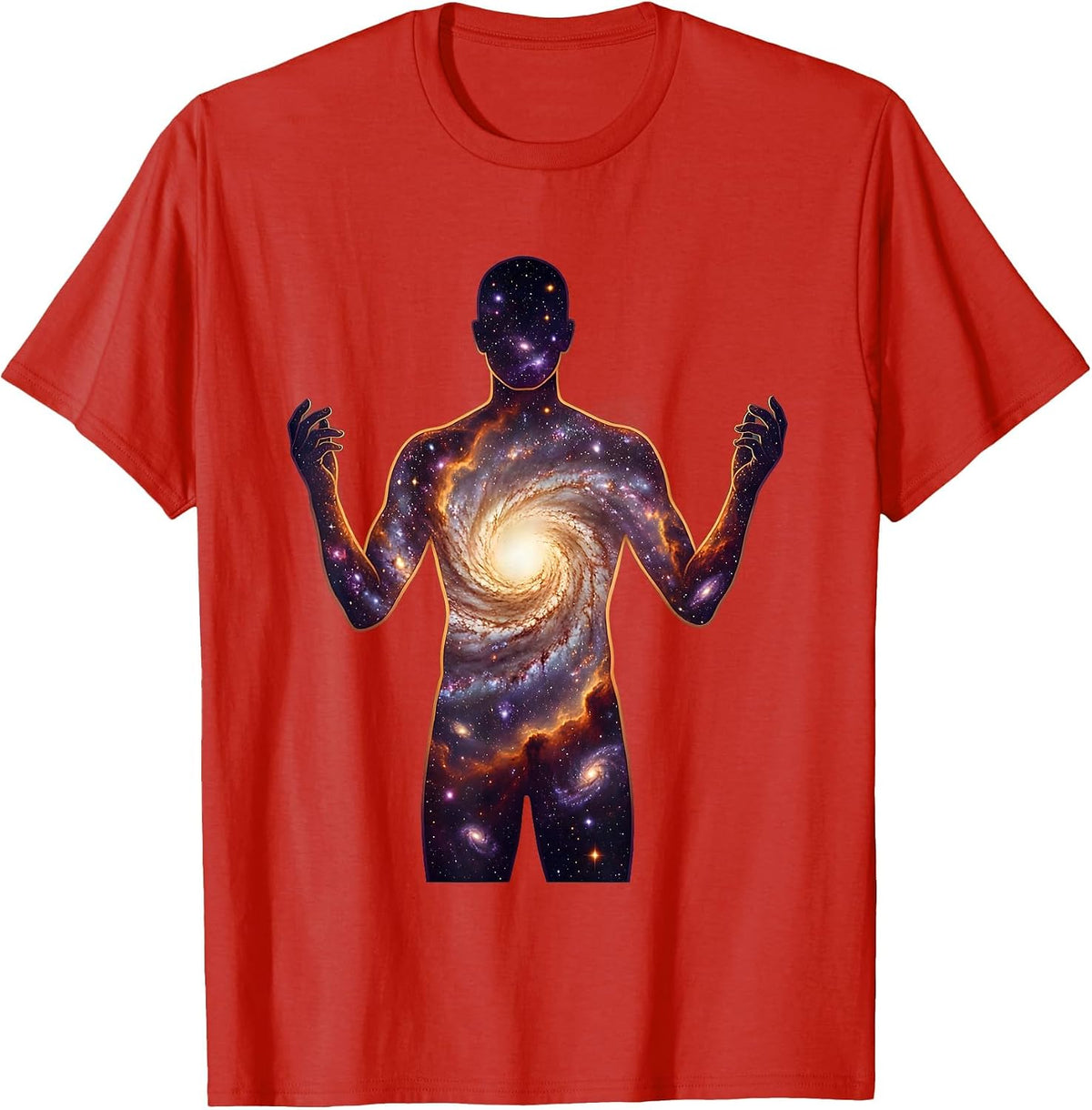 Men's Neurodiversity Galaxy Mind Human Silhouette T-Shirt - Red