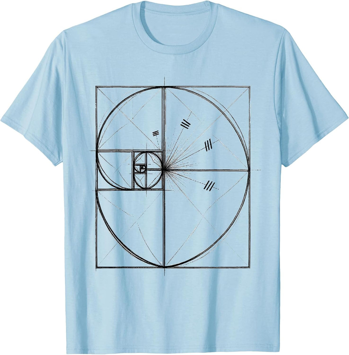 Men's Golden Ratio Spiral Fibonacci Math Enthusiast Geometry Lover T-Shirt - Baby Blue