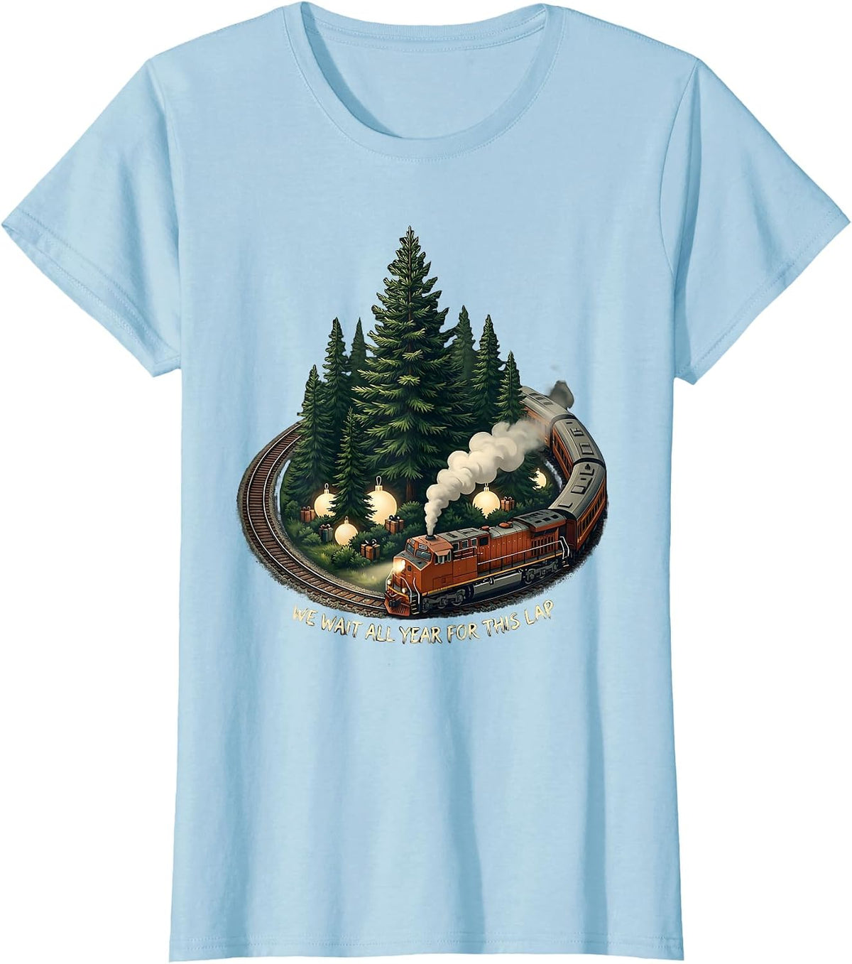 We Wait All Year For This Lap Vintage Train Hobbyist T-Shirt - Baby Blue