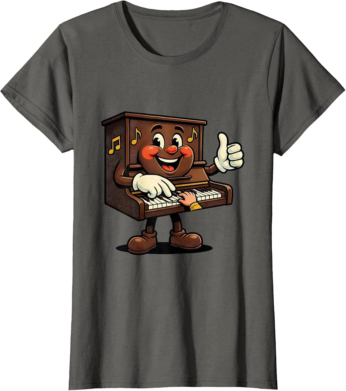 Women's Music Teacher Piano Lesson Graphic Gift T-Shirt - Asphalt Grey