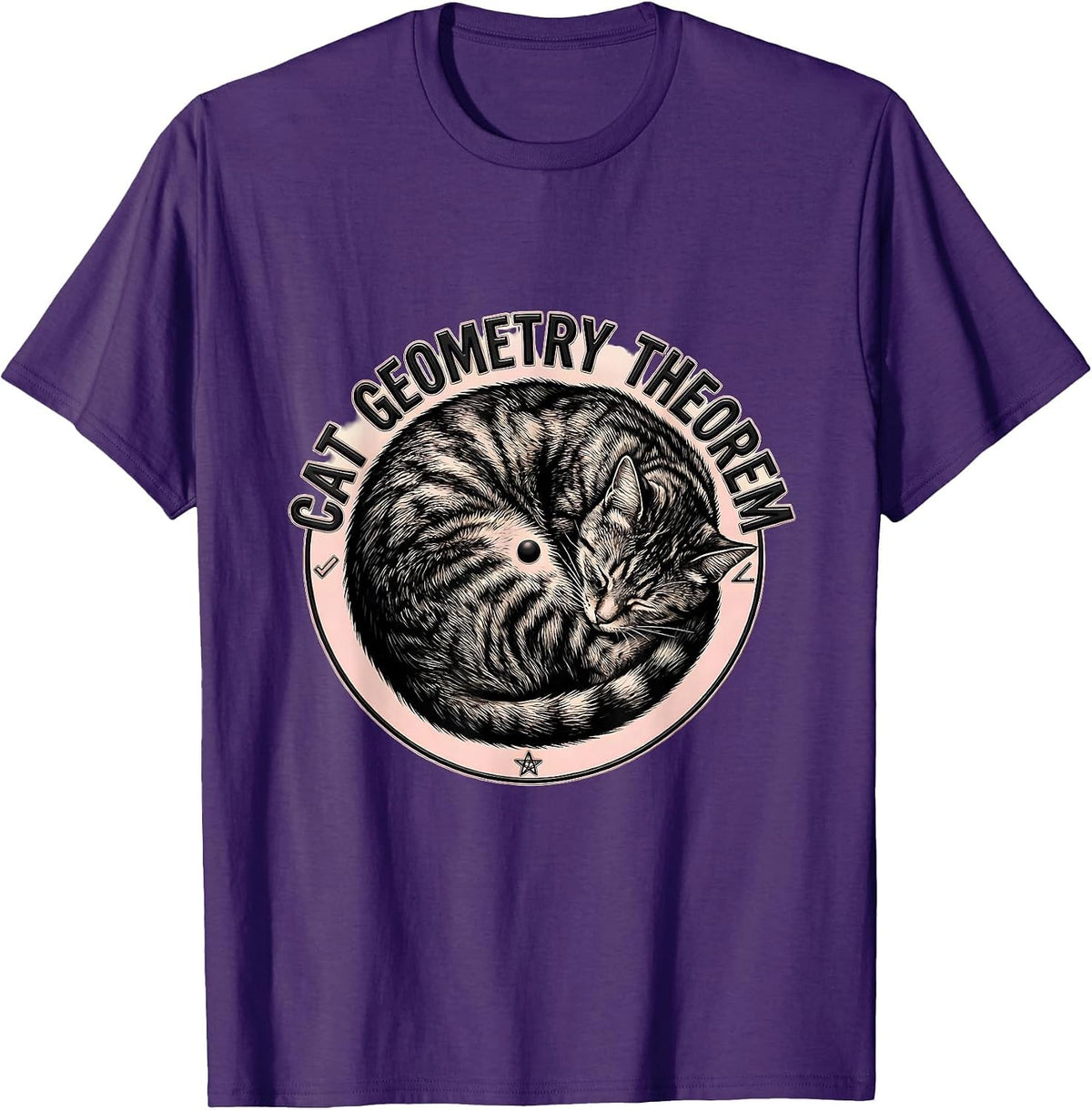 Cat Geometry Theorem Funny Math Cat Teacher Student Gift T-Shirt - Purple