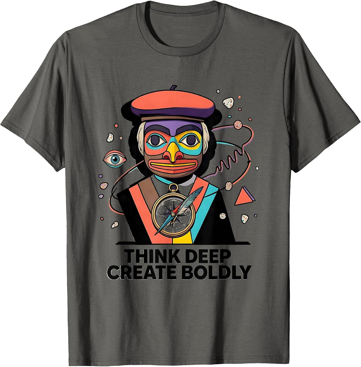 Think Deep Create Boldly Renaissance Men Design T-Shirt - Asphalt Grey