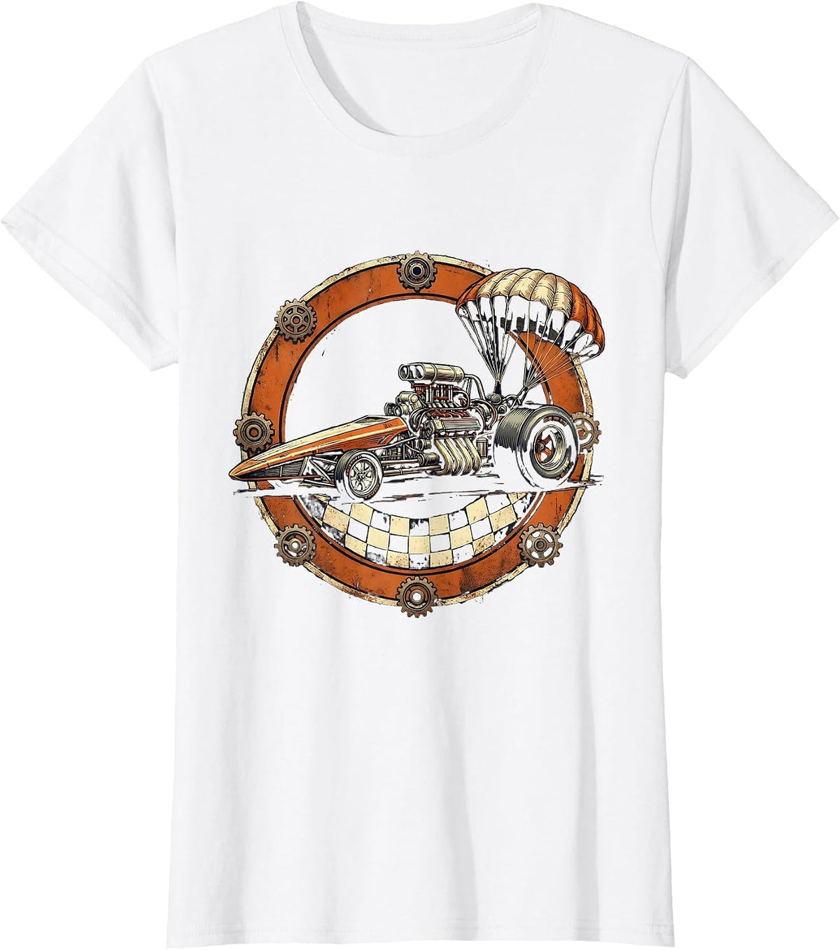 Dragster at the Starting Line Graphic Tee T-Shirt - White