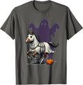 Cartoon Ghost Horse Spooky Halloween Horse Lover Humor T-Shirt - Asphalt Grey