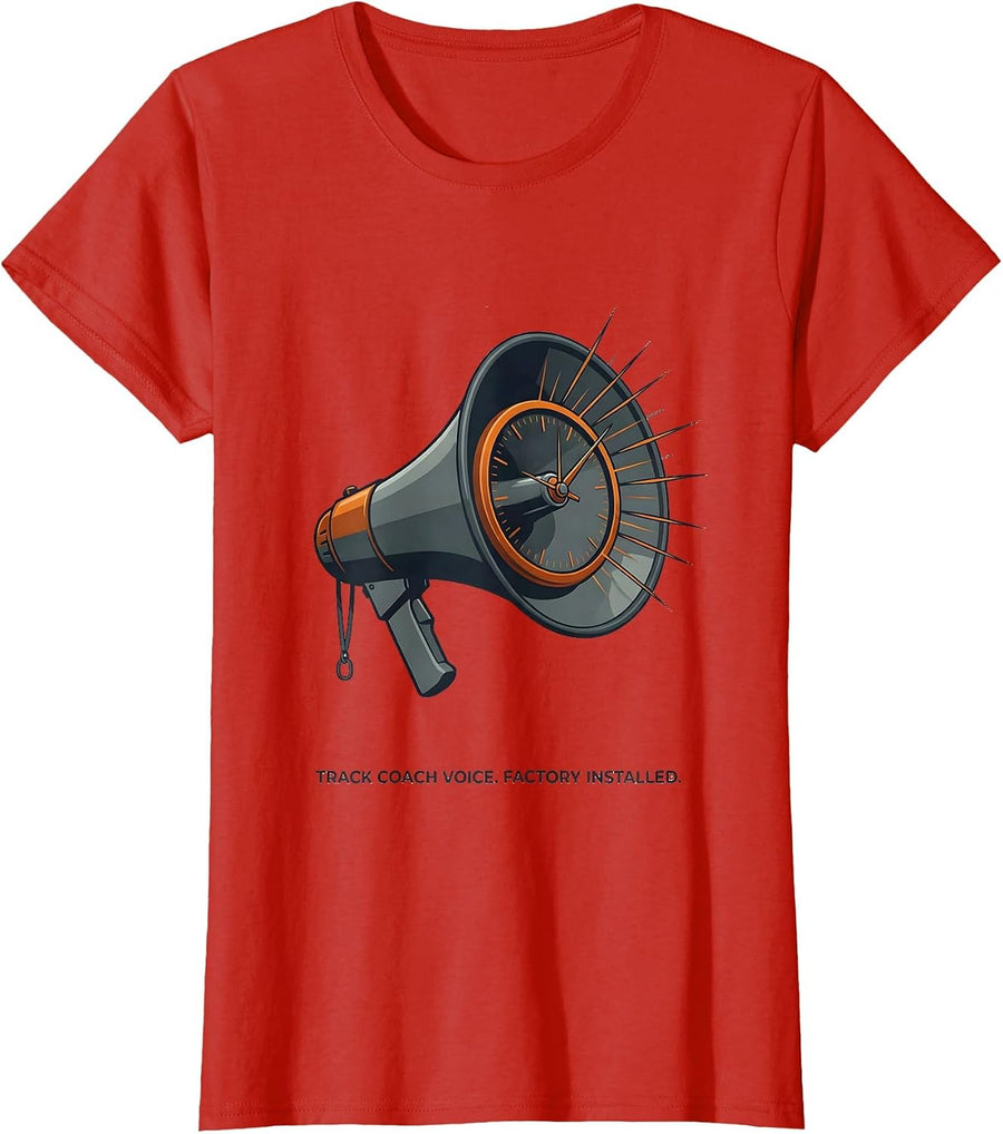 Women's Track Coach Voice Factory Installed Funny Coach Gift T-Shirt - Red
