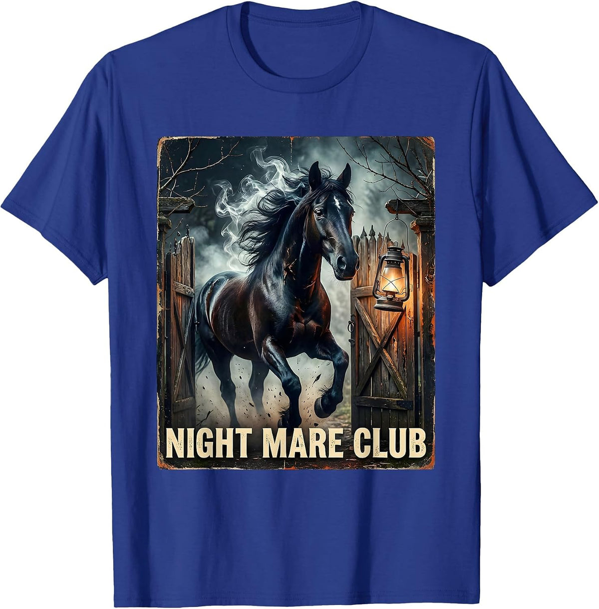 Night Mare Club Vintage Gothic Halloween Horse Lover Humor T-Shirt - Royal Blue